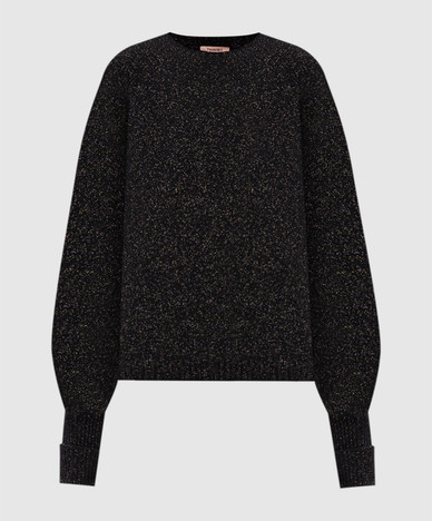 Black wool and cashmere sweater with lurex