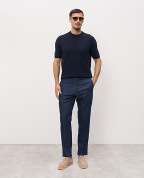 Kiton Blue jeans with logo patch UPLACK0622H