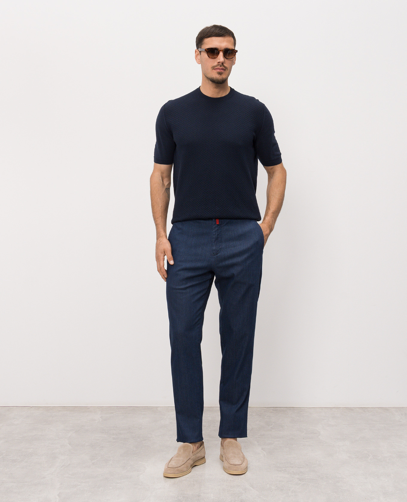 

Blue jeans with logo patch Kiton