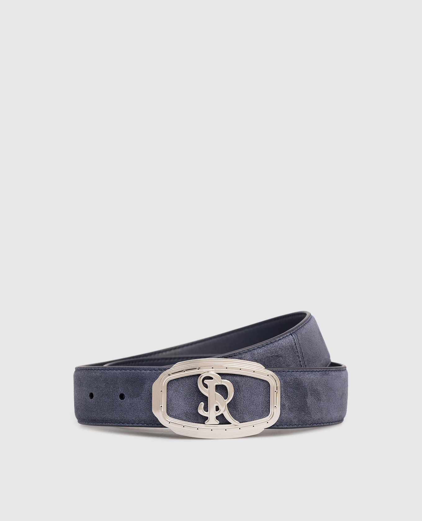 

Blue suede belt with monogram logo Stefano Ricci