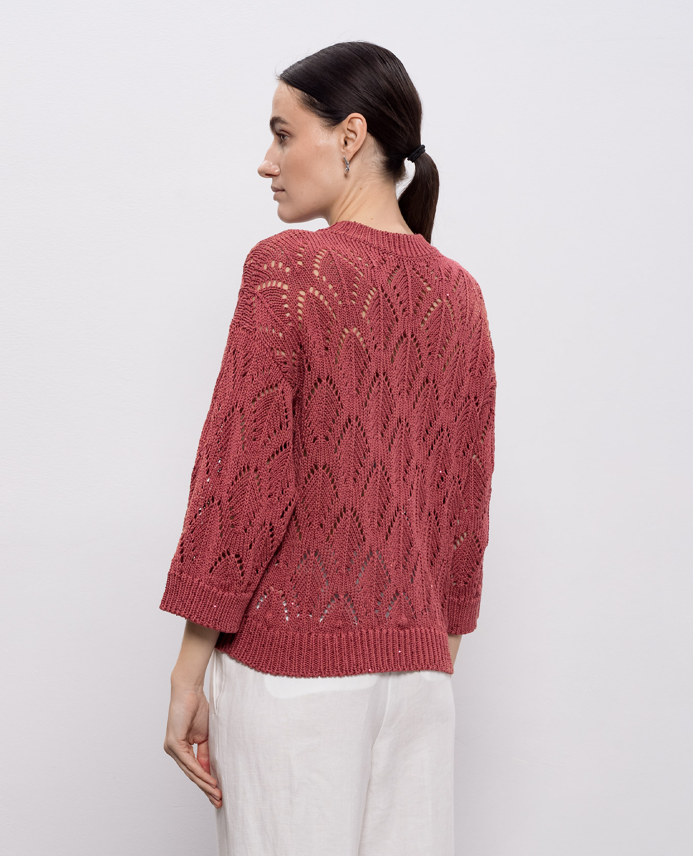 

Burgundy openwork jumper with sequins Peserico