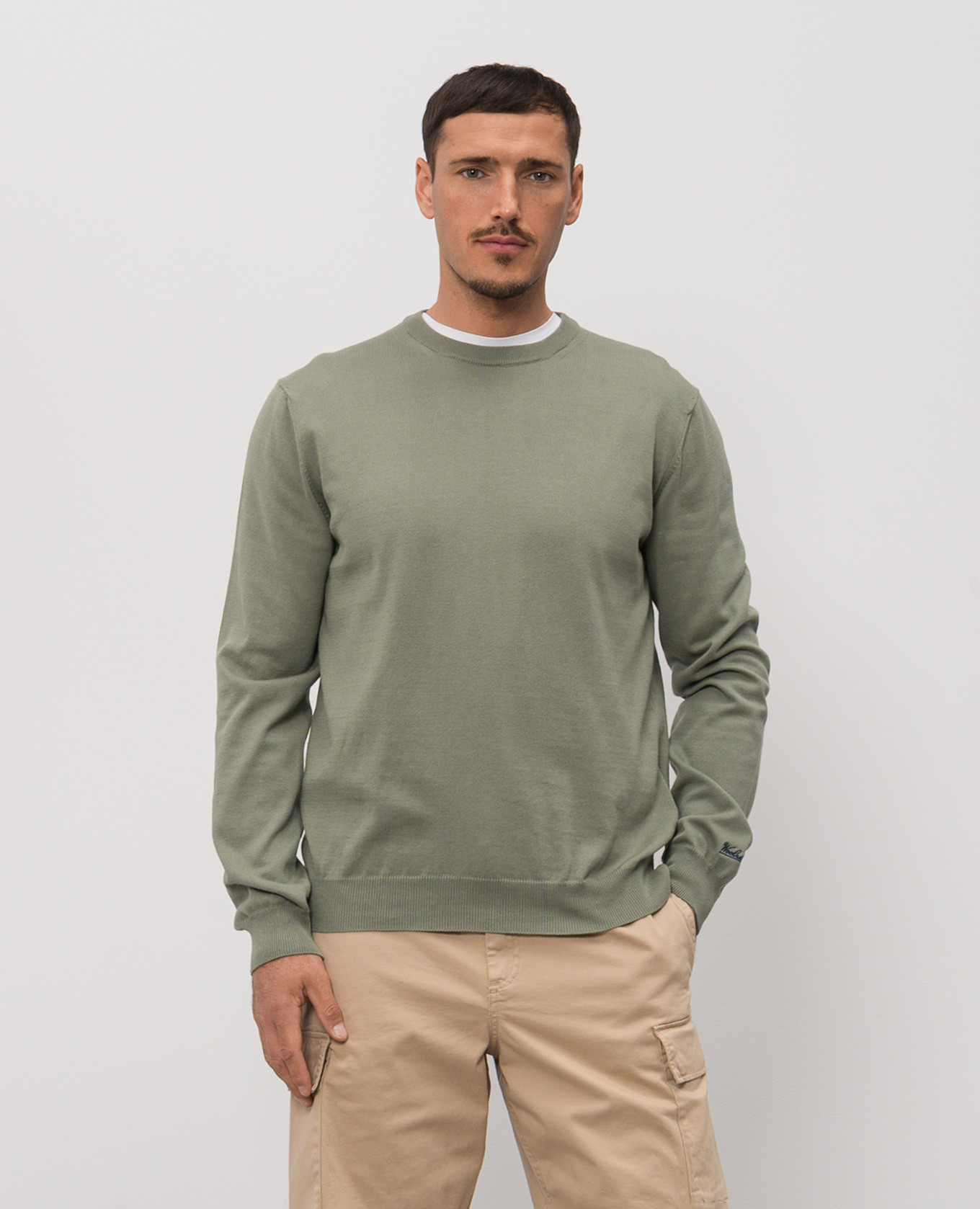 Khaki jumper with logo embroidery Woolrich 3