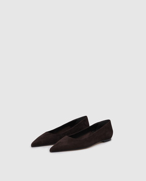 Aeyde Cassy dark brown suede ballet flats FLSNDP8FL130FW24953017