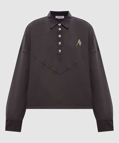 Grey sweatshirt with polo collar