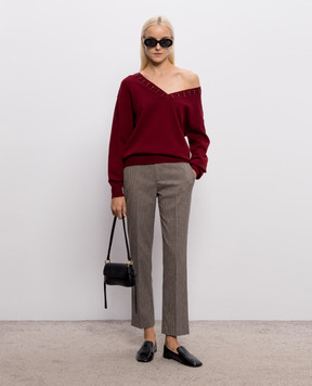 Twinset Burgundy sweater with crystals 262AP3261
