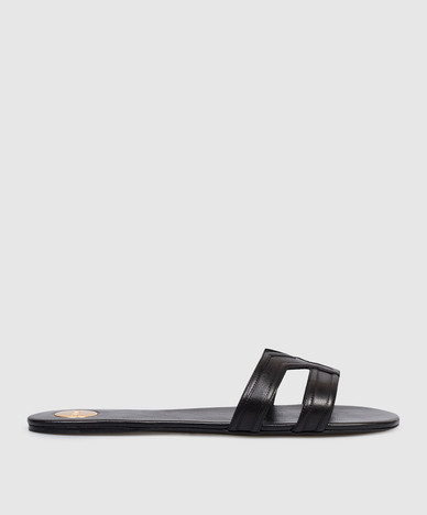 Black leather flip-flops MABROUKA
