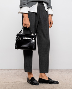Gianni Notaro Black leather glossy bag Giselle 099SPAZZOLATONIKEL