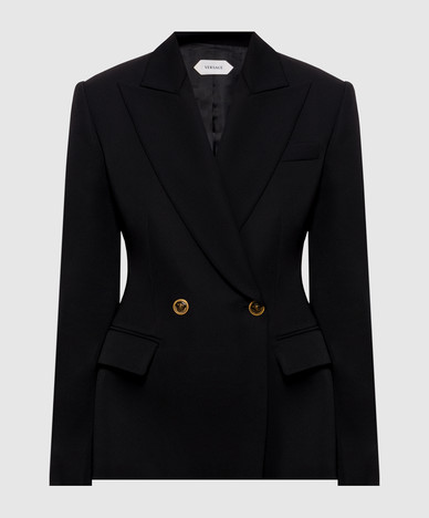 Black double-breasted wool jacket