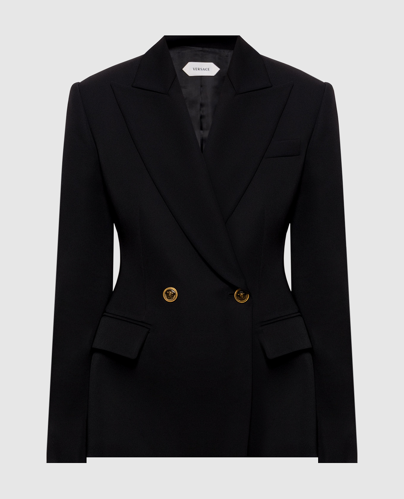 Black double-breasted wool jacket