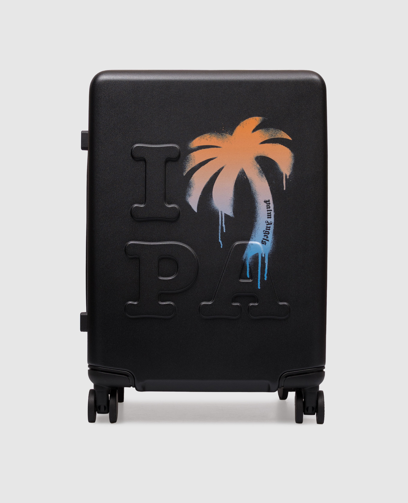 

Black suitcase with textured lettering Palm Angels