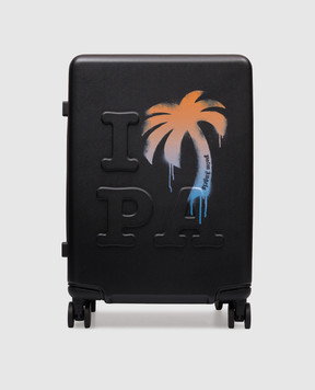 Palm Angels Black suitcase with textured lettering PMNG002S26PLA002