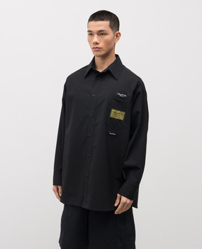 Maison Margiela MM6 Black wool shirt with branded patches SH0DT0040M35733