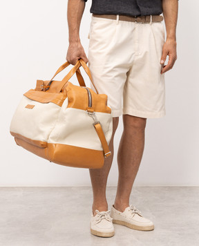 Brunello Cucinelli Active leather travel bag in ivory color MBATBU395