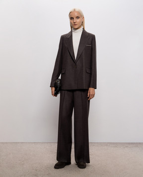 Peserico Dark brown wool jacket with lurex A01137Z03359