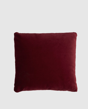 Etro Burgundy velour decorative pillow with Pegaso emblem embroidery UKAA0004AR391