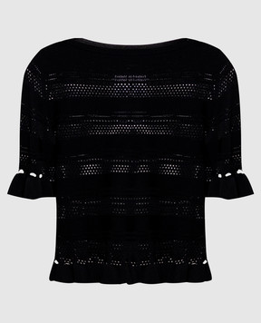 Twinset Black openwork top with logo 261TP3082