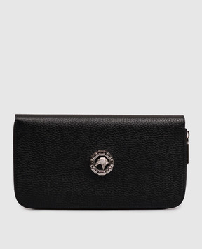 Stefano Ricci Black leather clutch wallet with textured emblem PP312GPVD