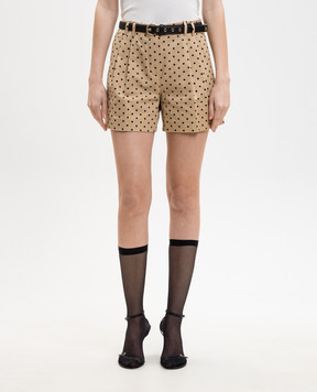 Max Mara Brown NOVELLA shorts with polka dot linen MSTNOVELLA