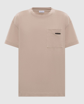Brunello Cucinelli Beige T-shirt with monil chain M0T81EC710