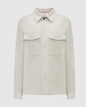 Agnona Green linen shirt-style jacket TS09U1YU3047