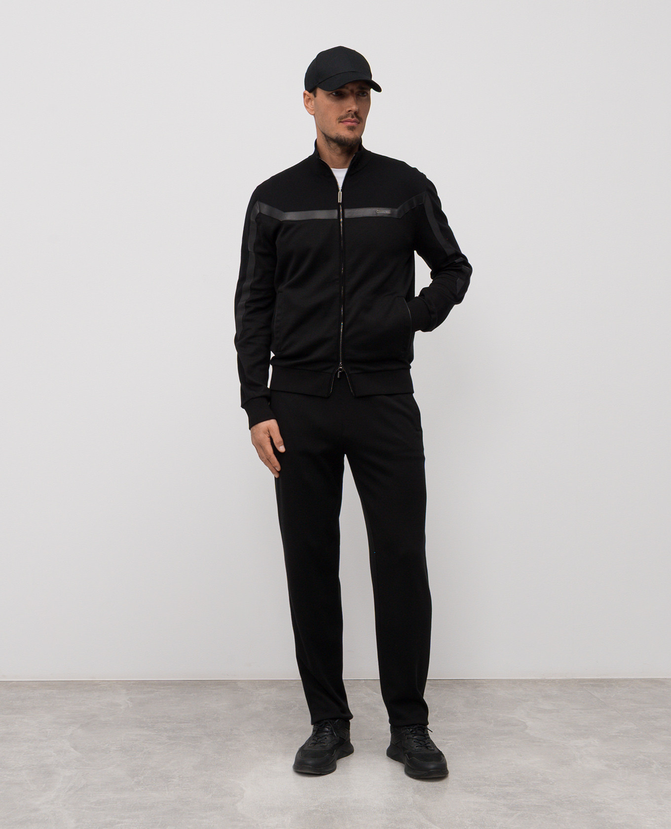 

Black silk tracksuit with logo Stefano Ricci