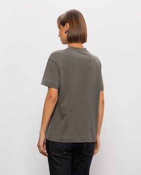 Brunello Cucinelli Khaki T-shirt with monil chain M0T81B2M10