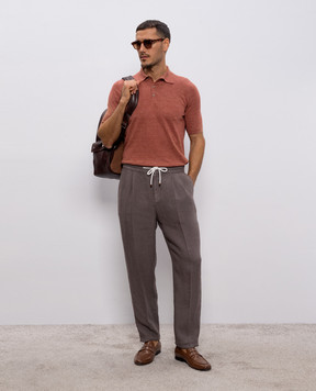 Brunello Cucinelli Red polo with linen M2L00315