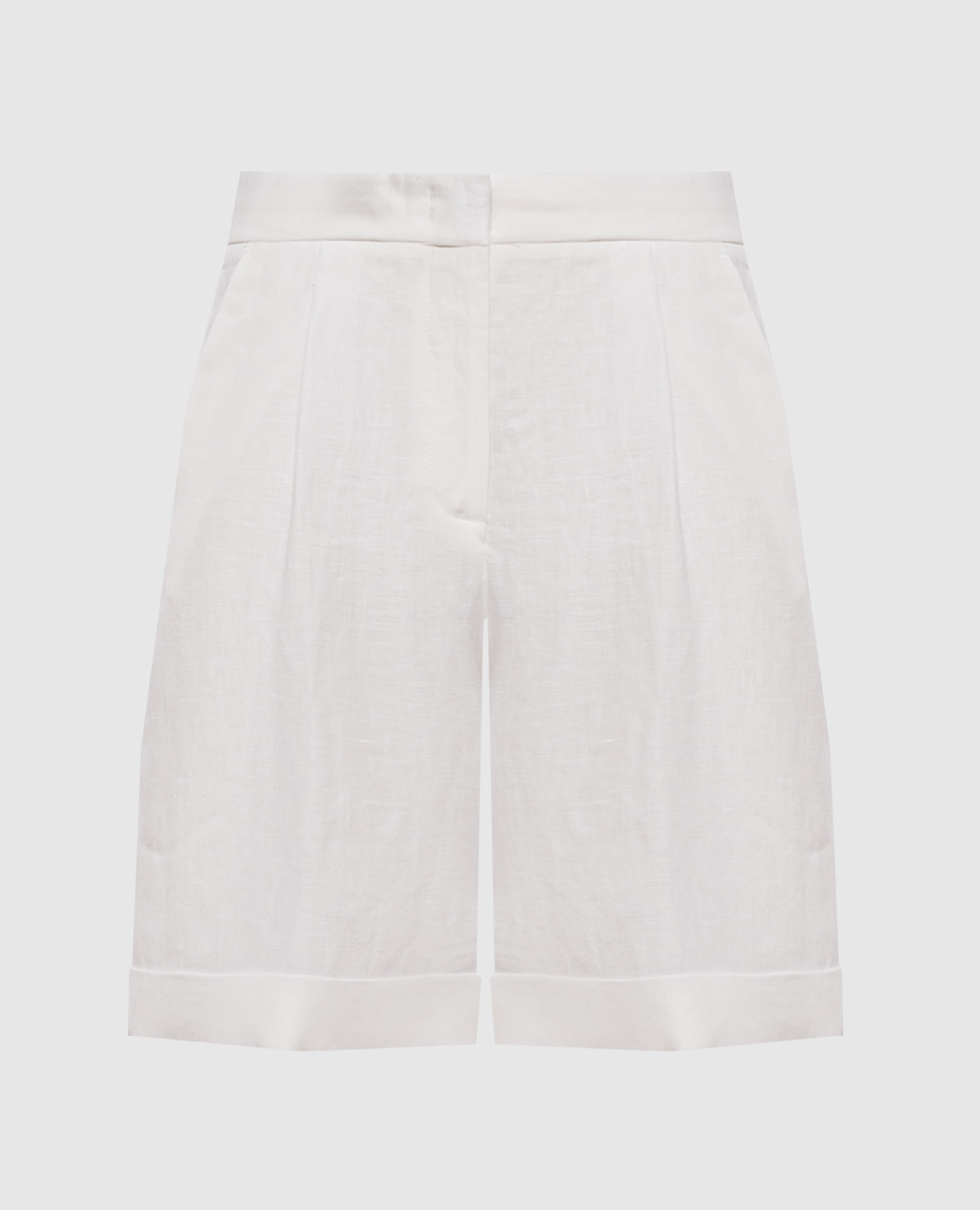 White linen shorts