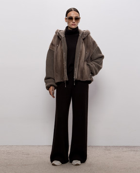 Elpidio Loffredo Brown cashmere jacket with mink fur VIS030AN20
