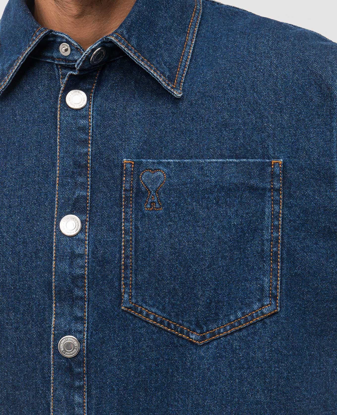 

Blue denim shirt with emblem Ami Paris