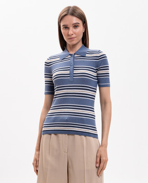 Max Mara TALLERO blue striped silk and wool top MSTTALLERO