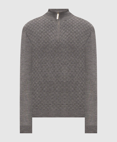 Gray wool, silk and cashmere jumper