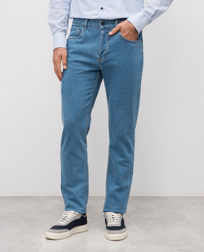 Pini Parma Candiani blue jeans with logo patch PINIJEALBL