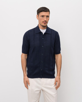 Brunello Cucinelli Blue shirt with linen M2L707805