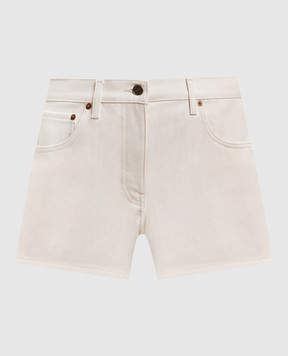 Valentino Beige denim shorts with logo patch 8B3DD22W9Y5