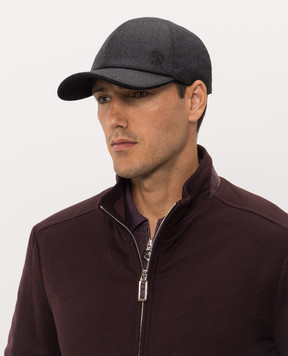 Stefano Ricci Gray wool checkered cap MCV63SB06EW0007V