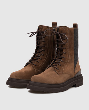Brunello Cucinelli Suede brown boots with monil chain MZSFG3308P