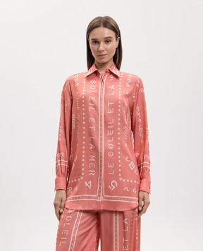 Balmain Pink blouse with branded print GF0HS435VI92