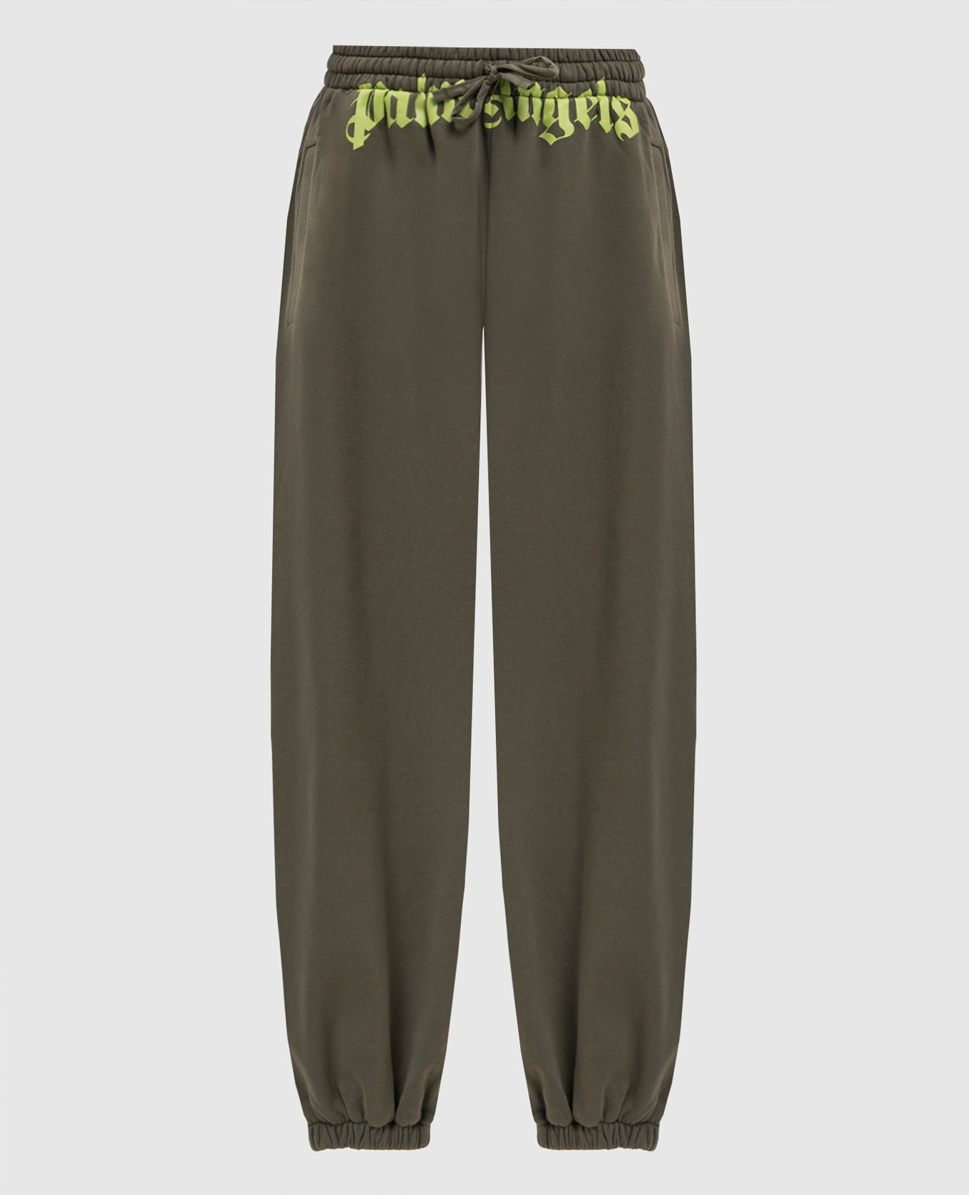 Khaki joggers with logo print