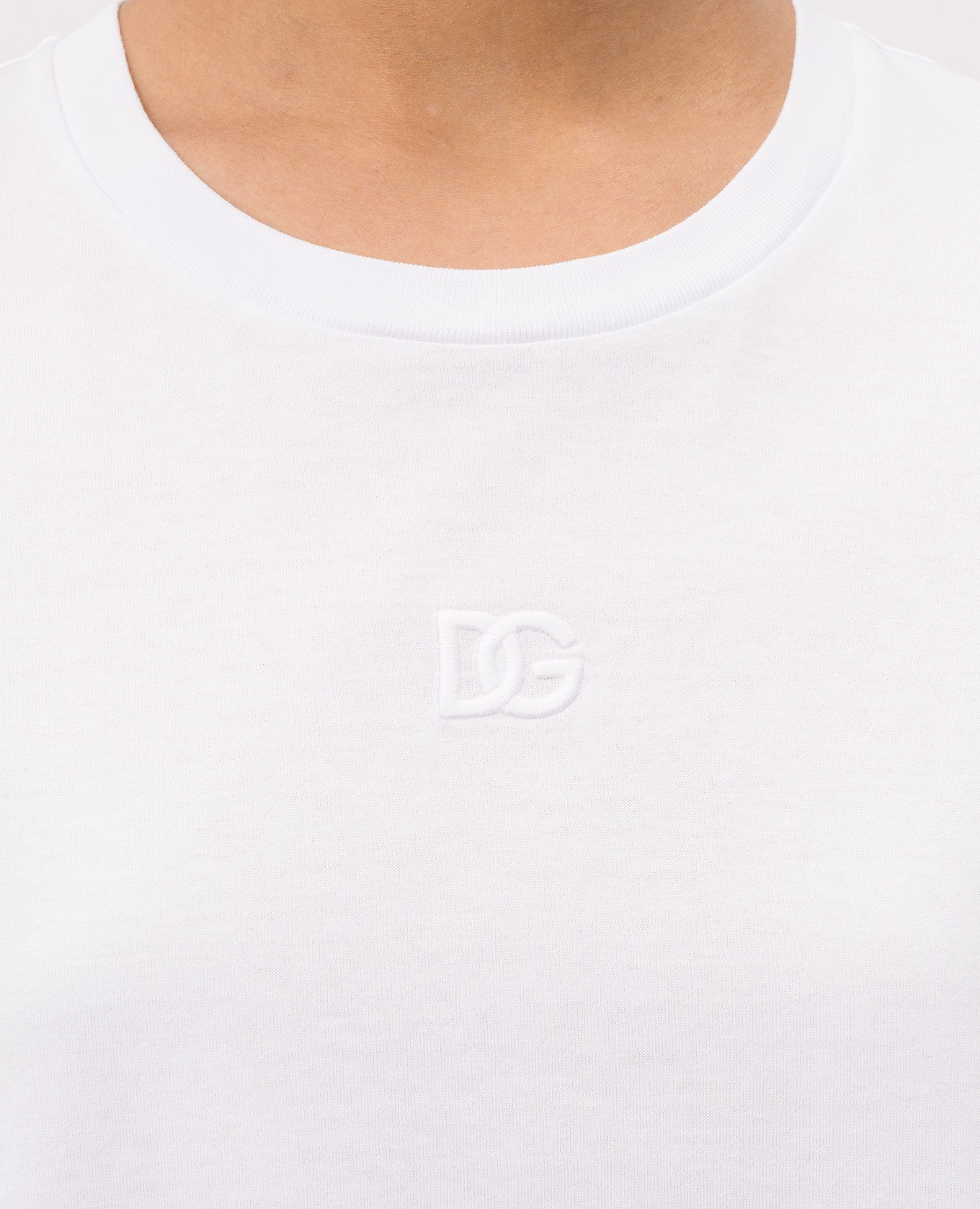 

White straight-cut T-shirt with DG embroidery Dolce&Gabbana