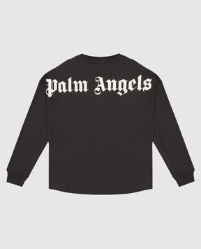 Palm Angels Children's black long-sleeve shirt with logo print F6PAJBTH013