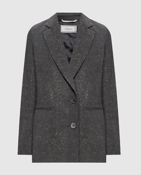Peserico Gray corduroy jacket with lurex A01202Z05219