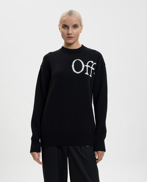 Off-White Black wool sweater with OFF logo OWHE10OF25KNI002
