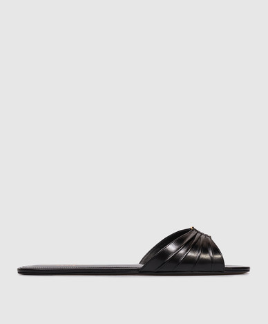 Schwarze Leder-Flip-Flops von BABYLONE