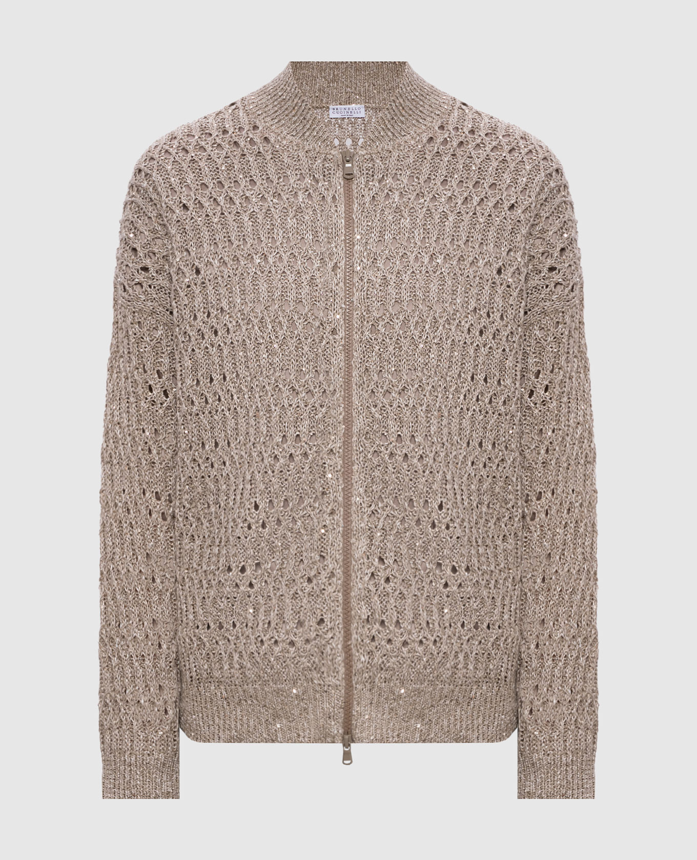 Beige linen cardigan with sequins