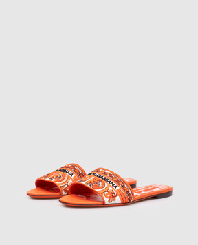 Dolce&Gabbana Orange flip-flops with Majolica embroidery CQ0571AV804