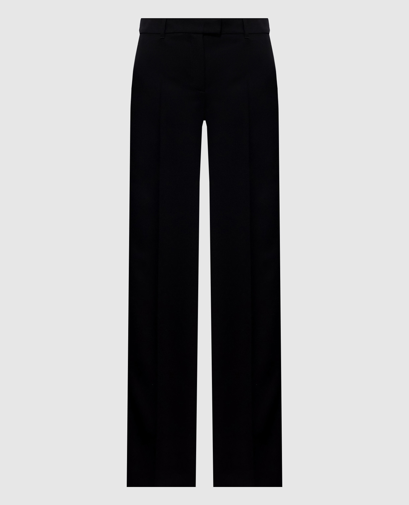 Pantalon en laine noire à rayures