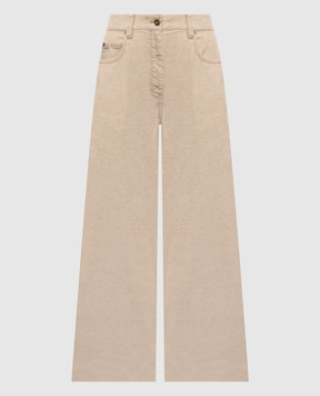 Brunello Cucinelli Beige corduroy pants with linen MP185P4059
