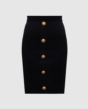 Balmain Black pencil skirt with branded rivets GF1LC018KJ43