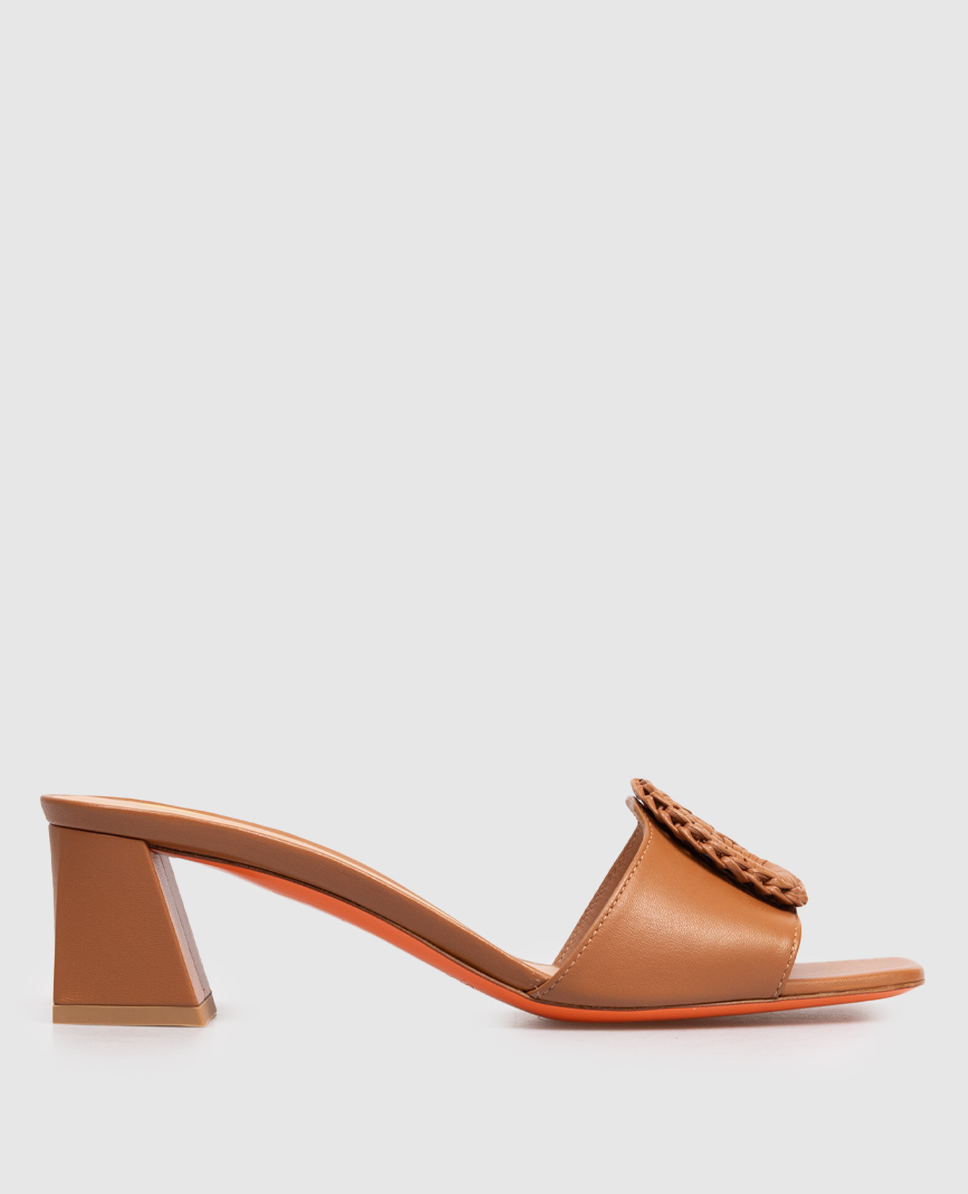 Brown leather mules with buckle